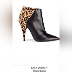 Saint Lauren Leather Leopard Kiki Booties